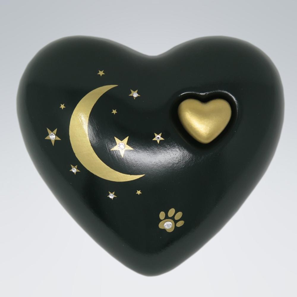 Tierurne Herz Swarovski - Herz im Mond mit Swarovski-Steinentzen-Liebe mit Swarovski-Steinen